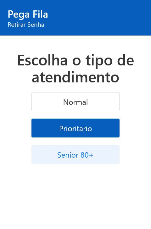 Print do sistema mostrando a interface de escolha da fila